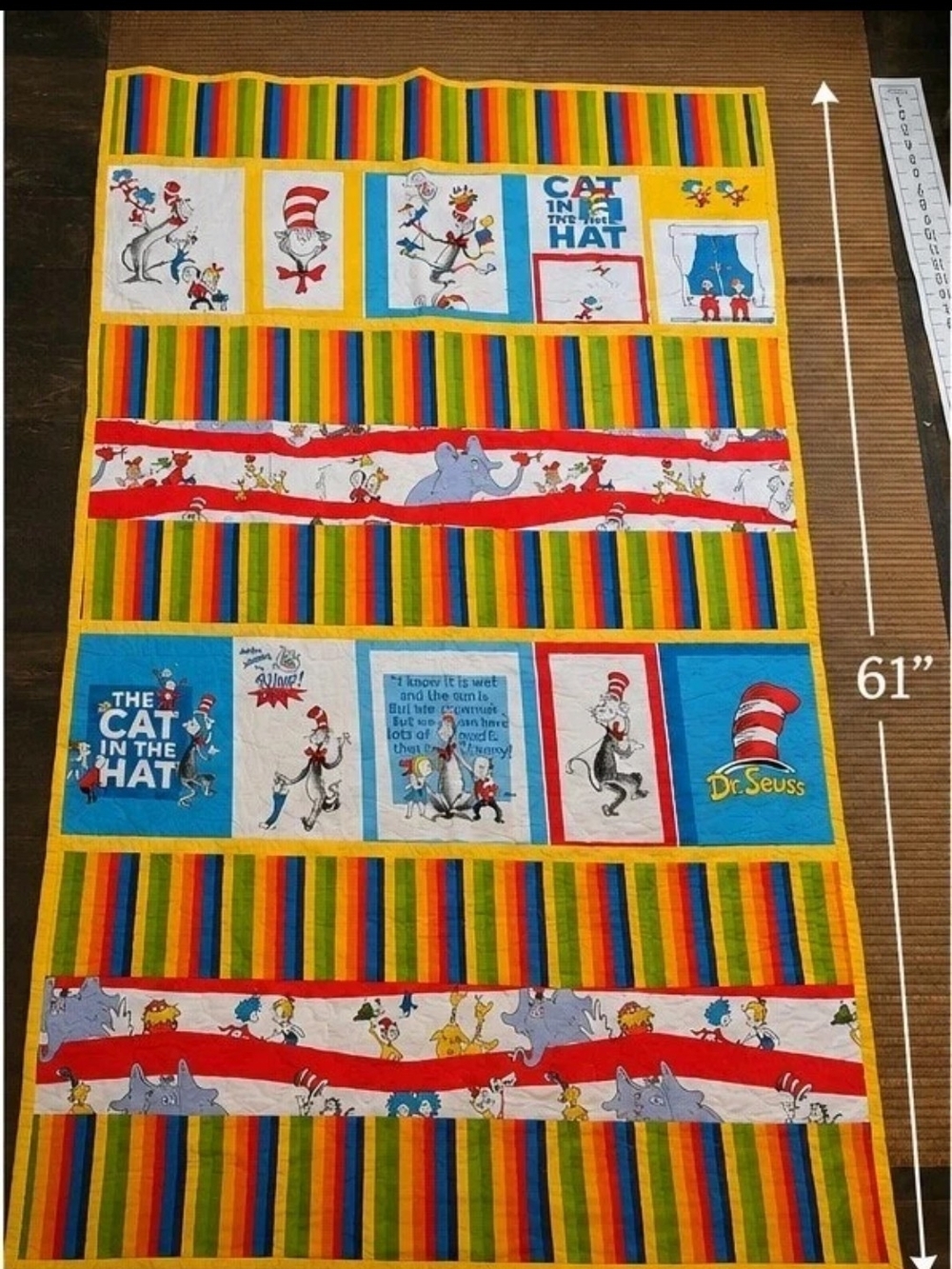 Dr. Seuss The Cat in the Hat Kids Yellow Stripe Throw Blanket